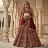 Royal Maroon Bridal Zari Embroidered Lehenga Set