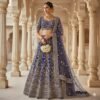 Royal Navy Blue Heavy Embroidered Bridal Lehenga