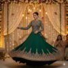 Emerald Green Heavily Embroidered Bridal Anarkali Gown