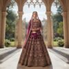 Maroon Bridal Zari Embroidered Lehenga Set